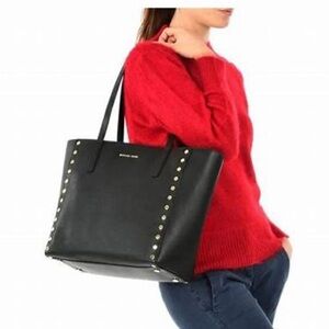 ✨ Michael Kors Black Rivington Studded Leather Tote – Large ✨